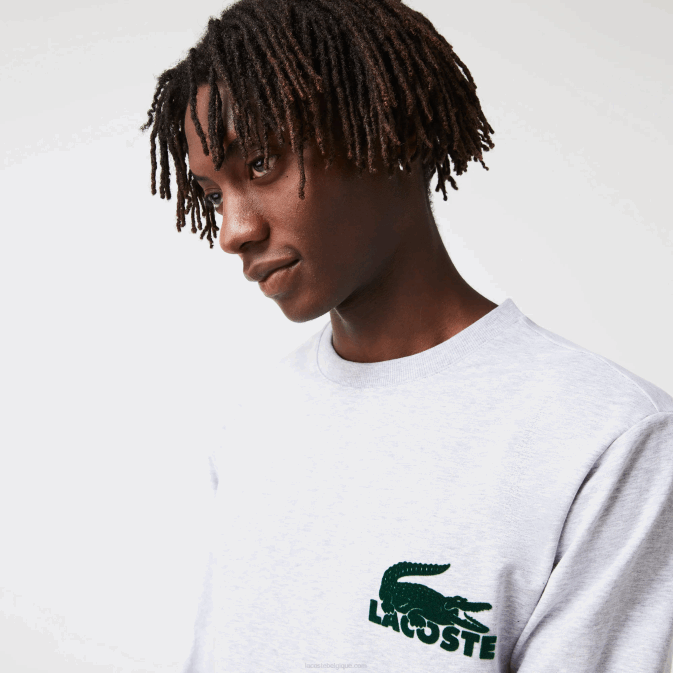 gris vert chine y9k V6HV1386 Hommes Lacoste sweat-shirt d\intérieur en molleton de coton