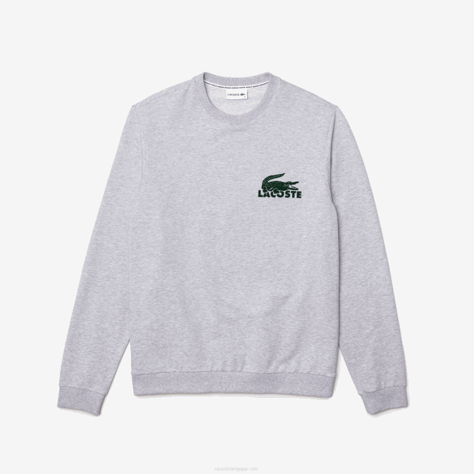 gris vert chine y9k V6HV1386 Hommes Lacoste sweat-shirt d\intérieur en molleton de coton