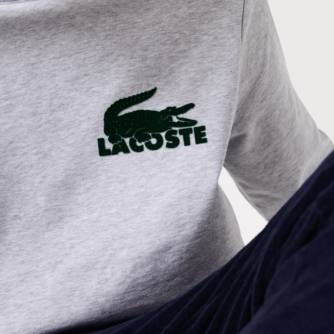 gris vert chine y9k V6HV1386 Hommes Lacoste sweat-shirt d\intérieur en molleton de coton