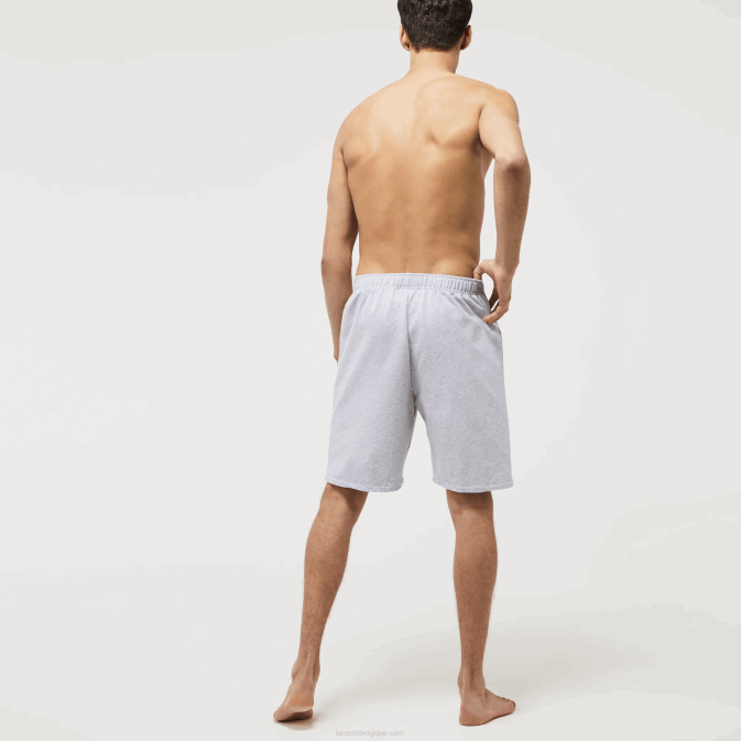 gris vert chine y9k V6HV1479 Hommes Lacoste short lounge molleton de coton crocodile velours