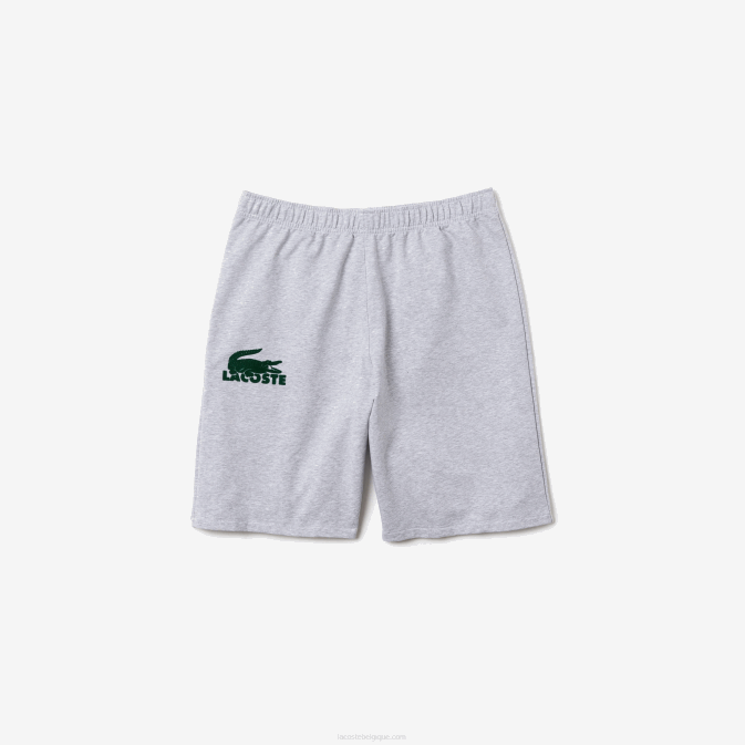 gris vert chine y9k V6HV1479 Hommes Lacoste short lounge molleton de coton crocodile velours