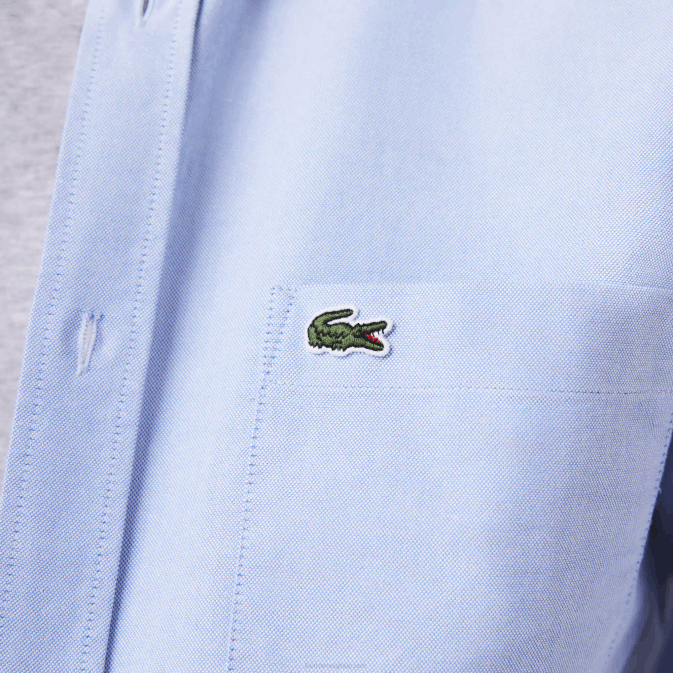 hbp bleu V6HV1466 Hommes Lacoste chemise coupe classique en coton oxford