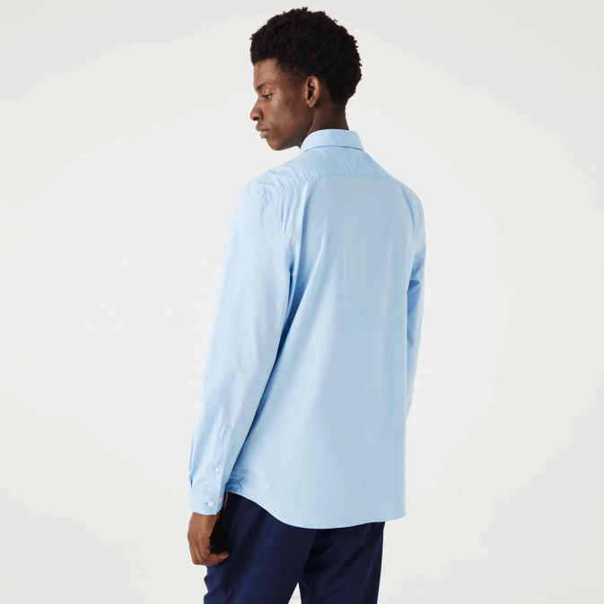 hbp bleu V6HV1489 Hommes Lacoste chemise slim fit en popeline de coton stretch