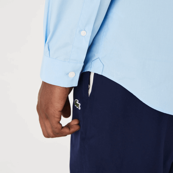 hbp bleu V6HV1489 Hommes Lacoste chemise slim fit en popeline de coton stretch