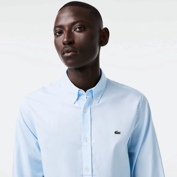 hbp bleu V6HV1493 Hommes Lacoste chemise coupe classique en coton premium