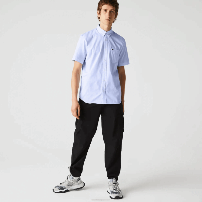 hbp bleu V6HV1527 Hommes Lacoste chemise coupe classique en coton oxford
