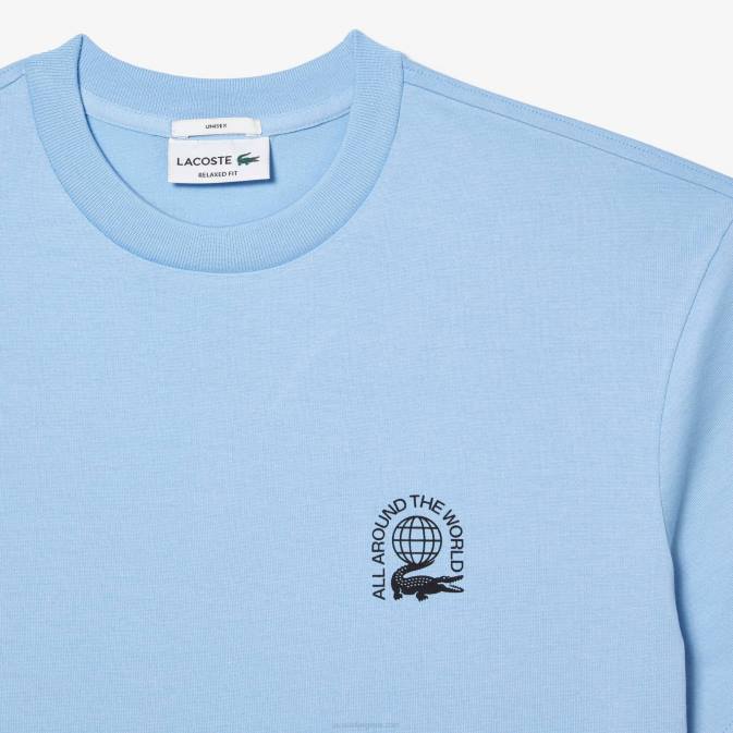 hbp bleu V6HV225 Hommes Lacoste t-shirt ample en jersey de coton bio