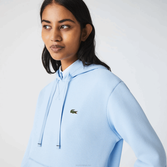 hbp bleu V6HV2528 femmes Lacoste sweat ample à capuche en coton mélangé