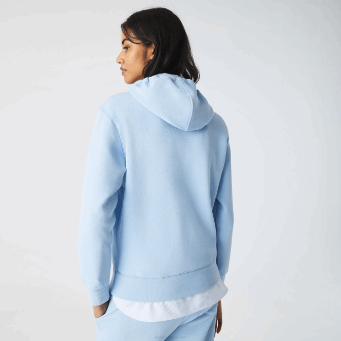 hbp bleu V6HV2528 femmes Lacoste sweat ample à capuche en coton mélangé