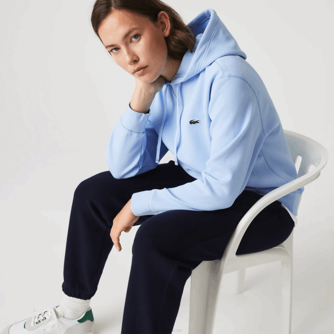 hbp bleu V6HV2528 femmes Lacoste sweat ample à capuche en coton mélangé