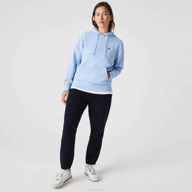 hbp bleu V6HV2528 femmes Lacoste sweat ample à capuche en coton mélangé