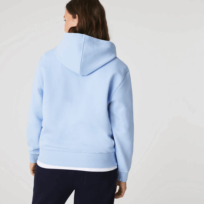 hbp bleu V6HV2528 femmes Lacoste sweat ample à capuche en coton mélangé