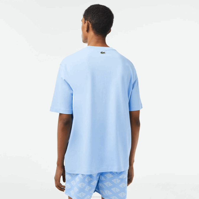 hbp bleu V6HV255 Hommes Lacoste t-shirt ample à col rond et imprimé crocodile