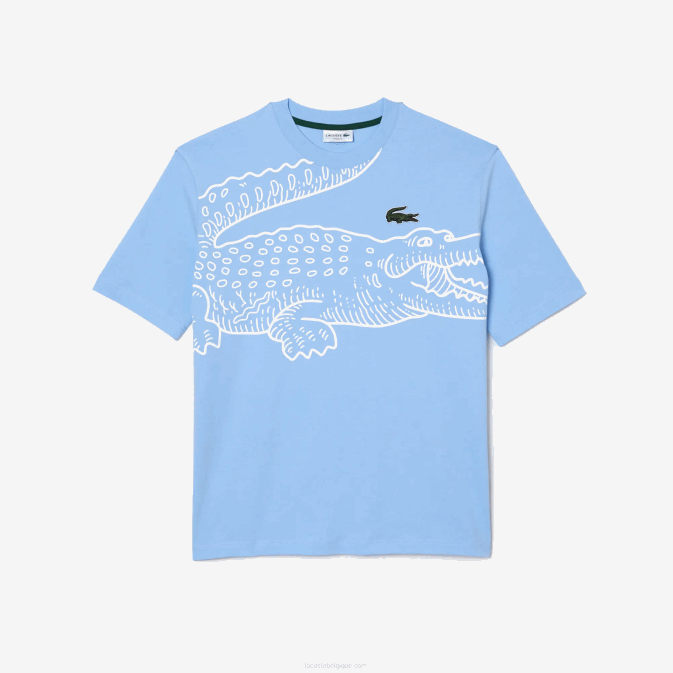 hbp bleu V6HV255 Hommes Lacoste t-shirt ample à col rond et imprimé crocodile
