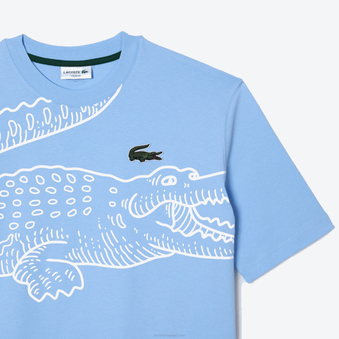 hbp bleu V6HV255 Hommes Lacoste t-shirt ample à col rond et imprimé crocodile