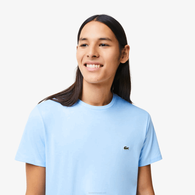 hbp bleu V6HV680 Hommes Lacoste t-shirt en jersey de coton pima à col rond