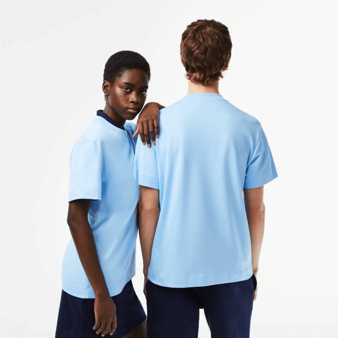 hbp bleu V6HV735 Hommes Lacoste t-shirt en coton bio à col rond