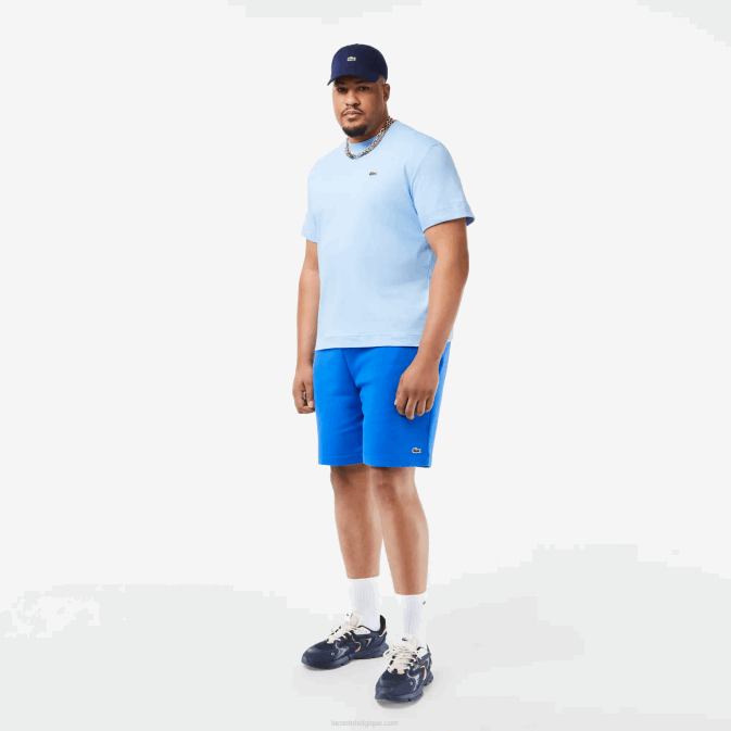 hbp bleu V6HV735 Hommes Lacoste t-shirt en coton bio à col rond