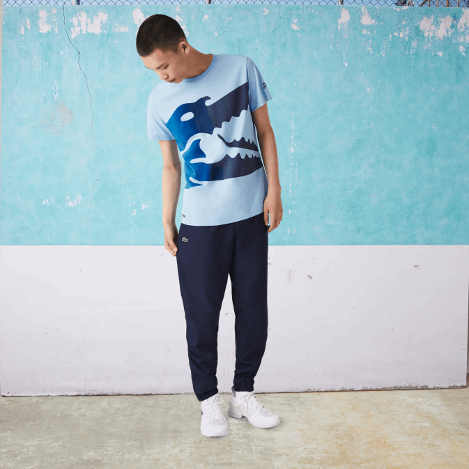 hbp bleu V6HV872 Hommes Lacoste t-shirt sport novak djokovic croco en coton bio