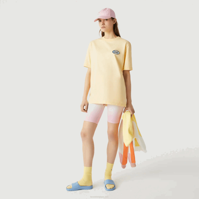 hbz jaune V6HV936 Hommes Lacoste live summer pack t-shirt ample en coton chiné