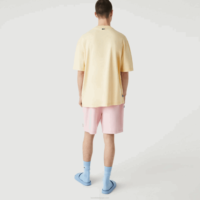 hbz jaune V6HV936 Hommes Lacoste live summer pack t-shirt ample en coton chiné