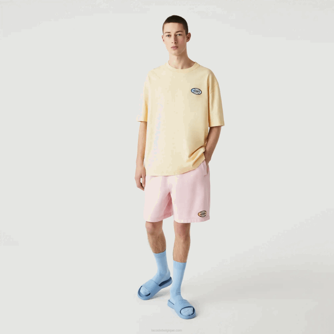 hbz jaune V6HV936 Hommes Lacoste live summer pack t-shirt ample en coton chiné