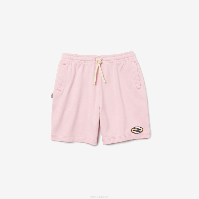 hcq rose V6HV1611 Hommes Lacoste short en molleton de coton moucheté live