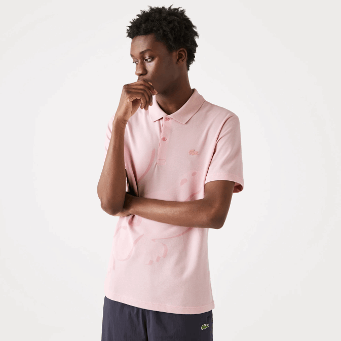 hcq rose V6HV932 Hommes Lacoste polo regular fit en coton bio stretch