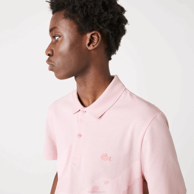 hcq rose V6HV932 Hommes Lacoste polo regular fit en coton bio stretch