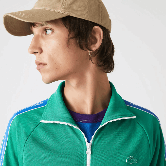 hd2 vert V6HV1070 Hommes Lacoste sweat zippé à col montant héritage