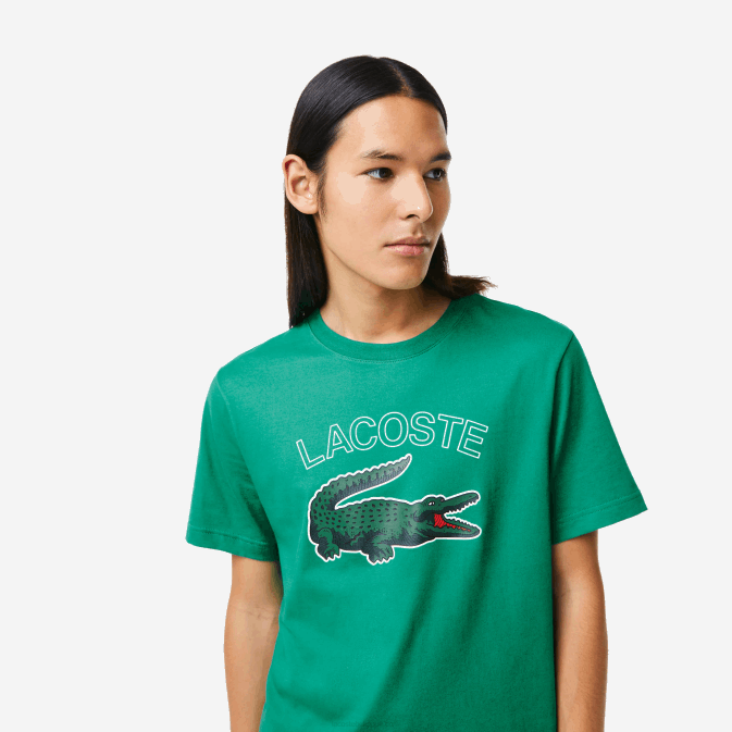hd2 vert V6HV842 Hommes Lacoste t-shirt sport en jersey à imprimé crocodile