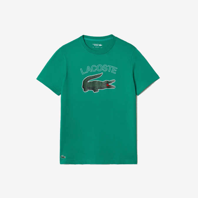 hd2 vert V6HV842 Hommes Lacoste t-shirt sport en jersey à imprimé crocodile