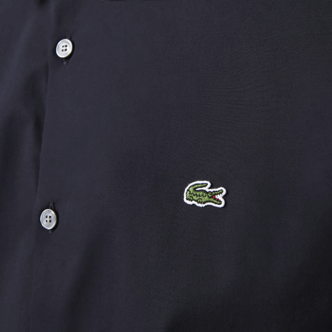 hde bleu marine V6HV1487 Hommes Lacoste chemise slim fit en popeline de coton stretch