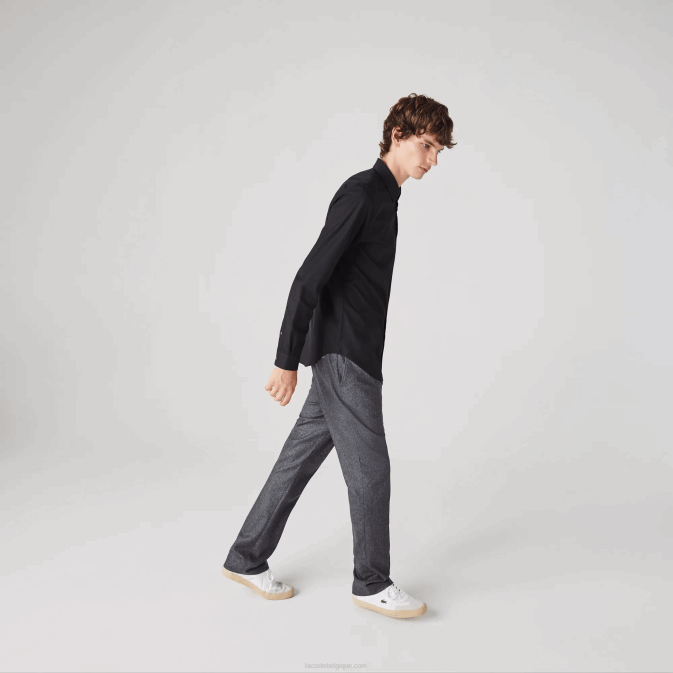 hde bleu marine V6HV1613 Hommes Lacoste chemise coupe classique en popeline de coton