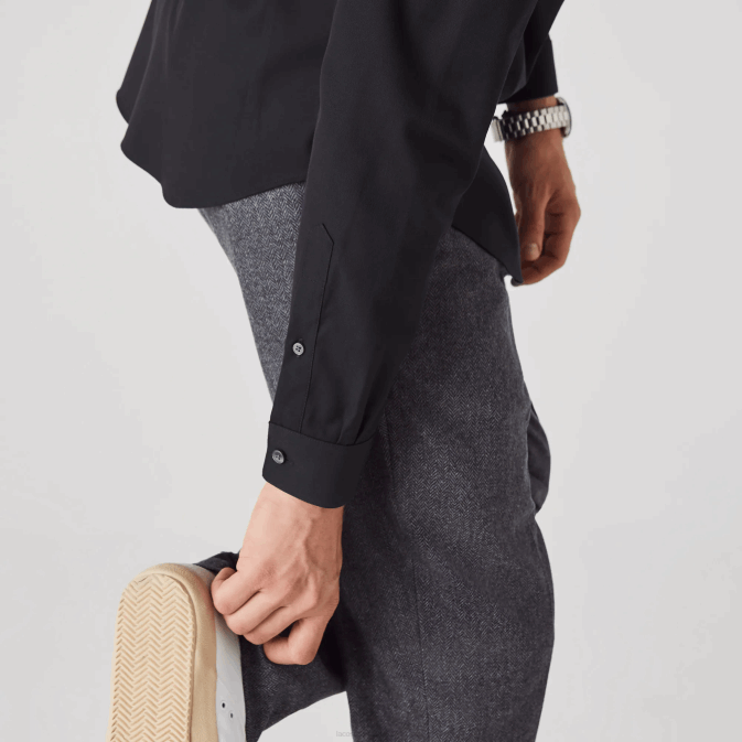 hde bleu marine V6HV1613 Hommes Lacoste chemise coupe classique en popeline de coton