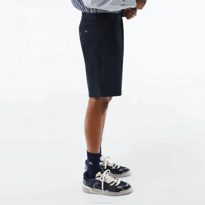 hde bleu marine V6HV436 Hommes Lacoste bermuda regular fit en coton bio stretch