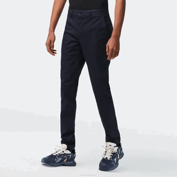 hde bleu marine V6HV478 Hommes Lacoste nouveau pantalon slim classique en coton stretch