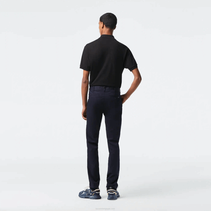 hde bleu marine V6HV478 Hommes Lacoste nouveau pantalon slim classique en coton stretch