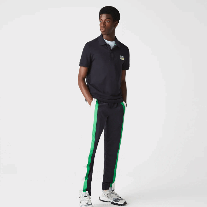 hde bleu marine V6HV912 Hommes Lacoste polo coupe classique en piqué de coton à écusson