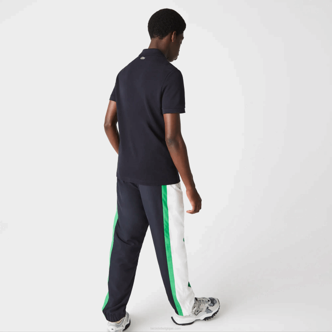 hde bleu marine V6HV912 Hommes Lacoste polo coupe classique en piqué de coton à écusson