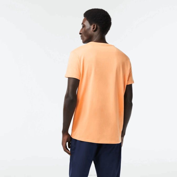 heb orange clair V6HV62 Hommes Lacoste t-shirt en jersey de coton pima à col rond