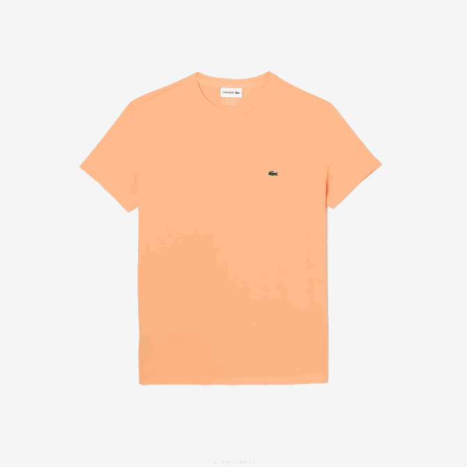 heb orange clair V6HV62 Hommes Lacoste t-shirt en jersey de coton pima à col rond