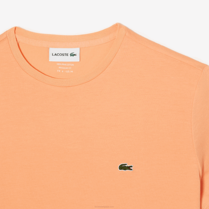 heb orange clair V6HV62 Hommes Lacoste t-shirt en jersey de coton pima à col rond