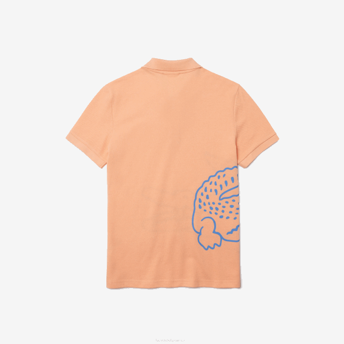 heb orange clair V6HV647 Hommes Lacoste polo regular fit en piqué de coton imprimé crocodile