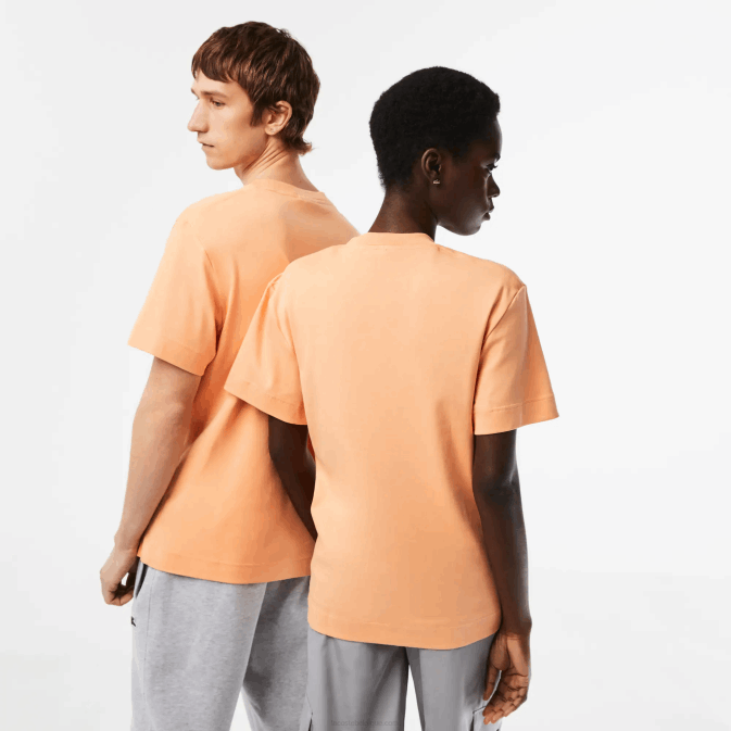 heb orange clair V6HV98 Hommes Lacoste t-shirt en coton bio à col rond