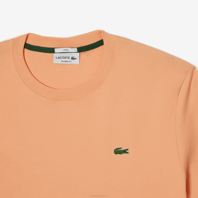heb orange clair V6HV98 Hommes Lacoste t-shirt en coton bio à col rond