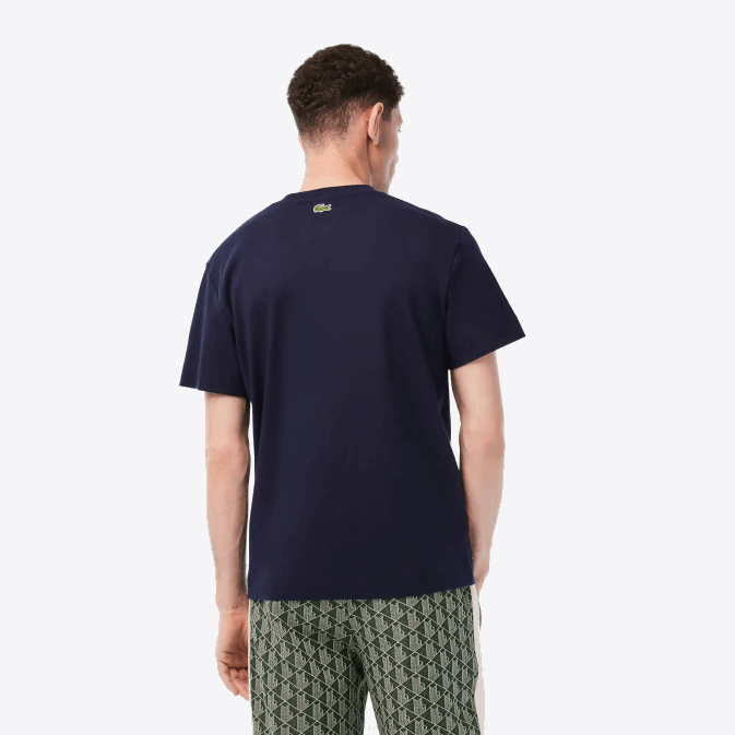 hhw noir/blanc V6HV147 Hommes Lacoste t-shirt coupe décontractée en coton ton sur ton avec logo