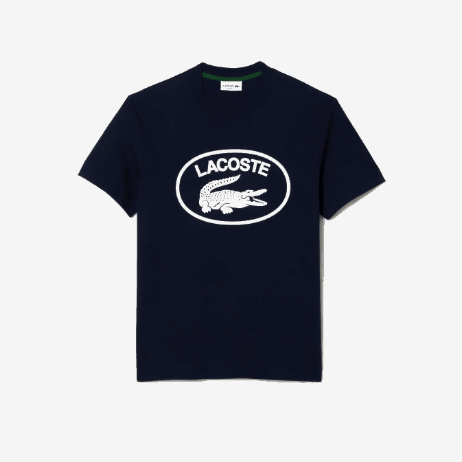 hhw noir/blanc V6HV147 Hommes Lacoste t-shirt coupe décontractée en coton ton sur ton avec logo