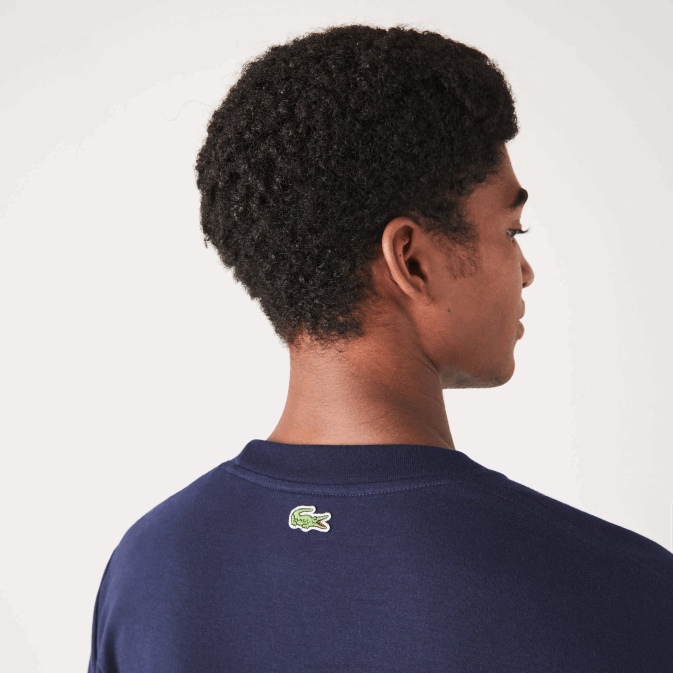 hhw noir/blanc V6HV147 Hommes Lacoste t-shirt coupe décontractée en coton ton sur ton avec logo