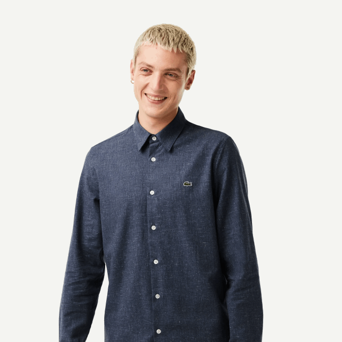 hhw noir/blanc V6HV1519 Hommes Lacoste chemise cintrée en chambray de coton